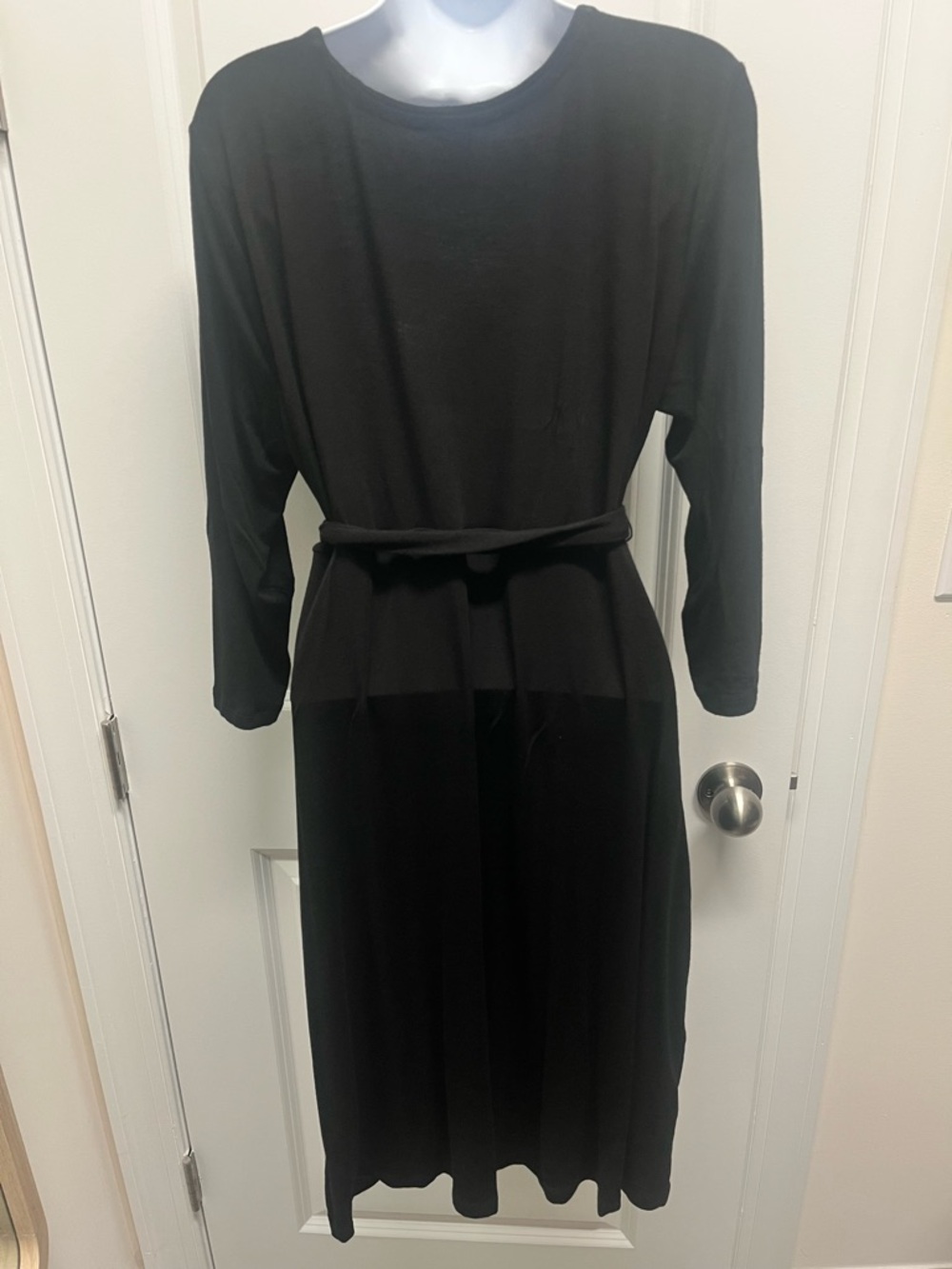 Gap Maternity Black Faux Wrap Midi Dress with Belt Size L - Picture 2 of 9